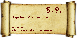 Bogdán Vincencia névjegykártya